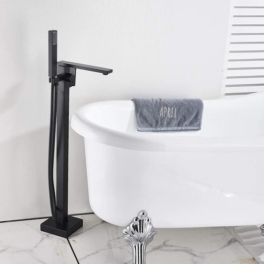Evos  Boutiques  Black  33  in  freestanding  faucet  close  up  view
