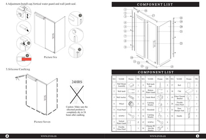 Evos Boutiques chrome shower doors and base sizes vary manual 2