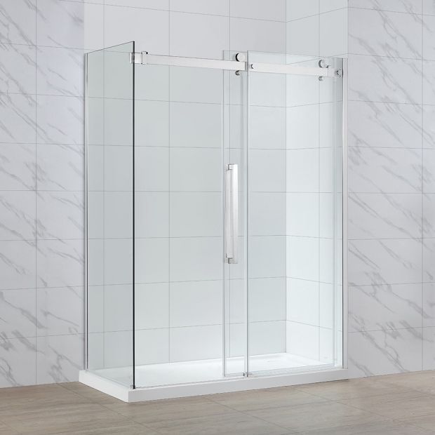 Evos Boutiques chrome 60 x 32 in front panel, side panel and base side view