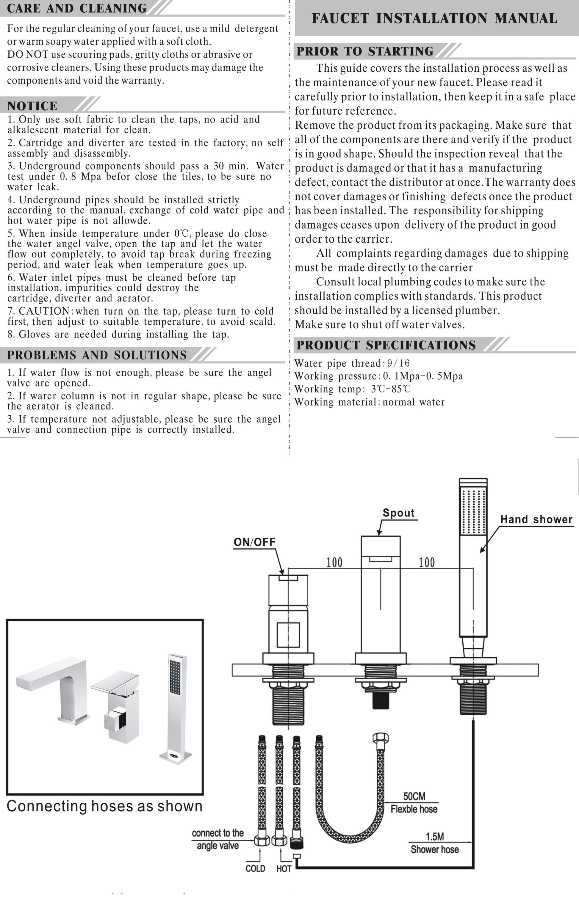 Evos Boutiques deck-mounted bath faucet installation