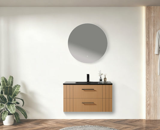 Vanité murale Reveal 39" (1000 mm) — Chêne clair et comptoir noir