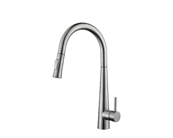 Robinet de cuisine à capteur tactile avec tirette nickel brosse