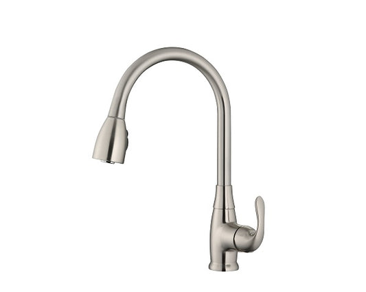 Robinet de cuisine à tirette en nickel brossé