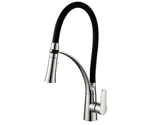 Robinet de cuisine à tirette simple avec ressort poignée unique tuyau silicone noir