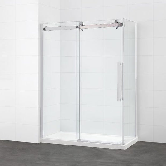 Le Camber Chrome - Panneau latéral de douche et base inclus (pas un drain linéaire - drain régulier)