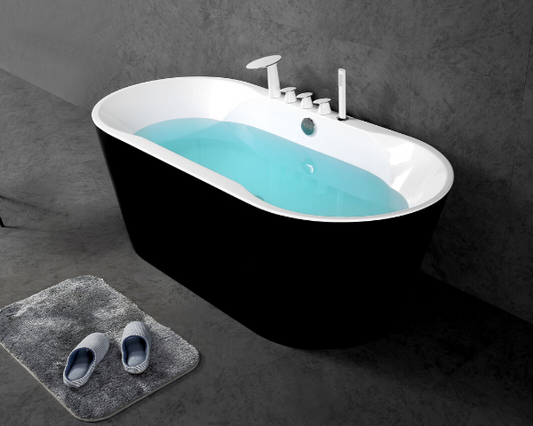 Freestanding oval bathtub in high-gloss black (60in, 67in)