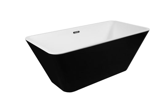 Freestanding rectangular bathtub, glossy black
