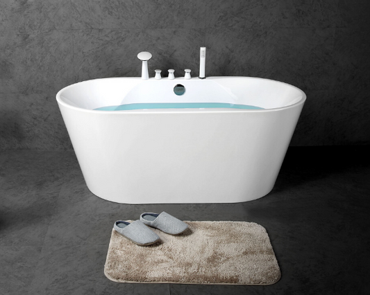 Oval freestanding bathtub in white, acrylic (60in, 67in)