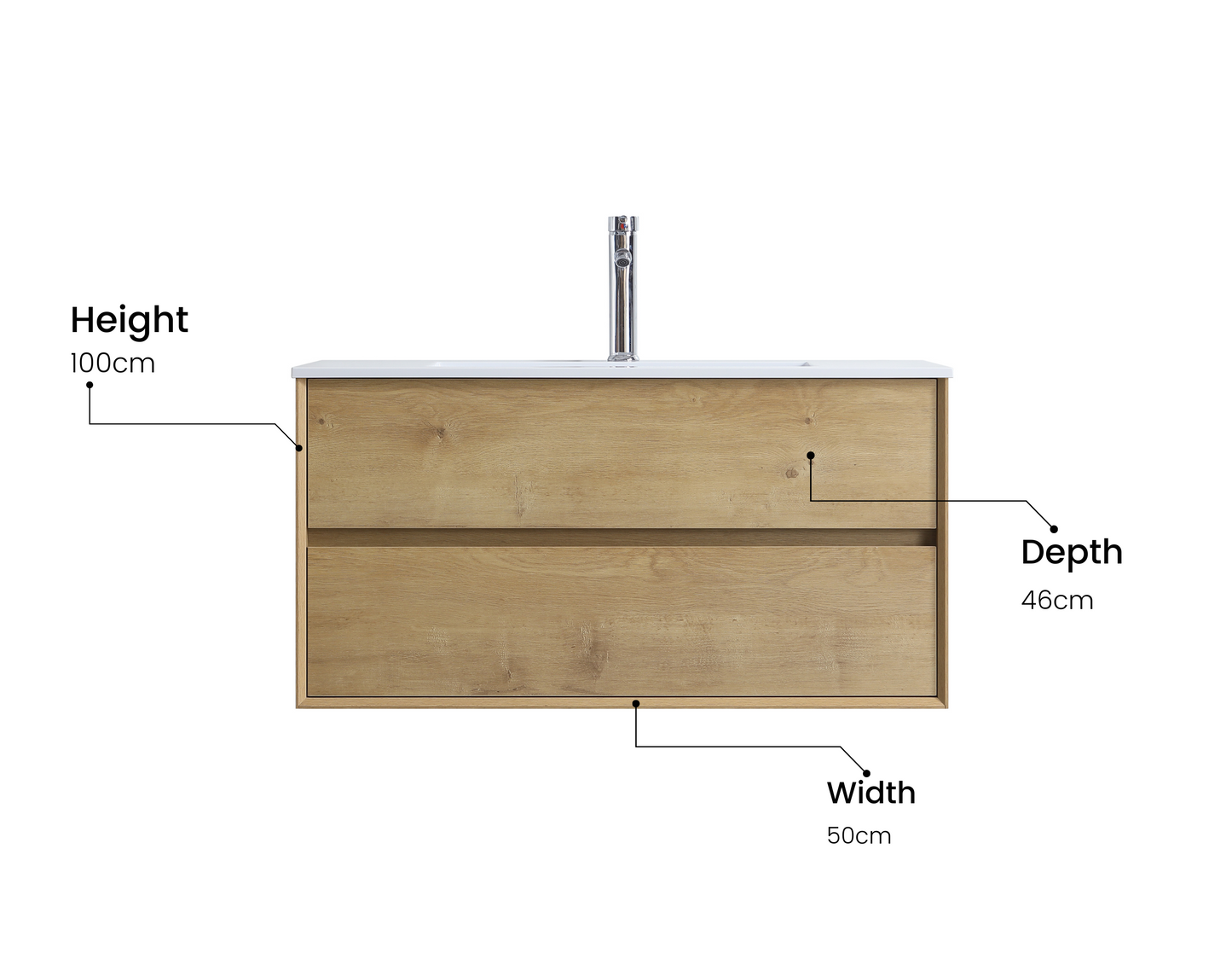 evos expect vanite 40" or deux tiroirs tiroirs details