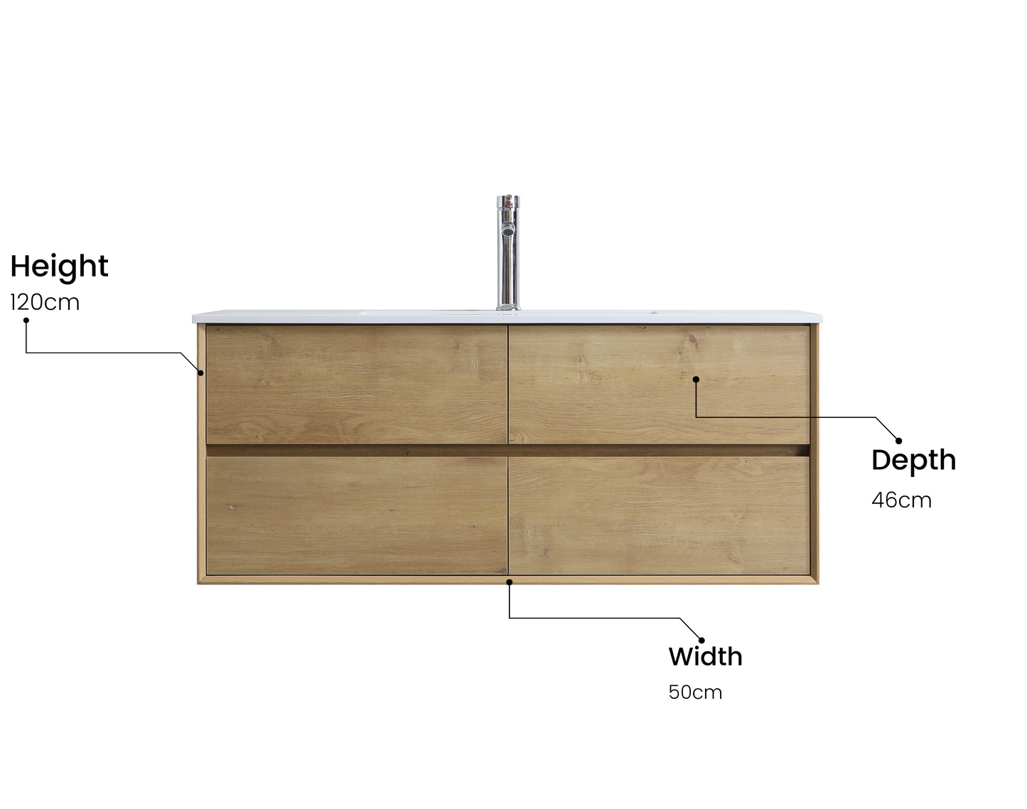 evos expect vanite 48" or deux tiroirs tiroirs details