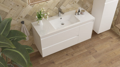 vanite simple blanc lustre installation murale flottante 