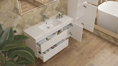 vanite simple blanc lustre installation murale flottante 