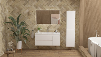 vanite simple blanc lustre installation murale flottante 