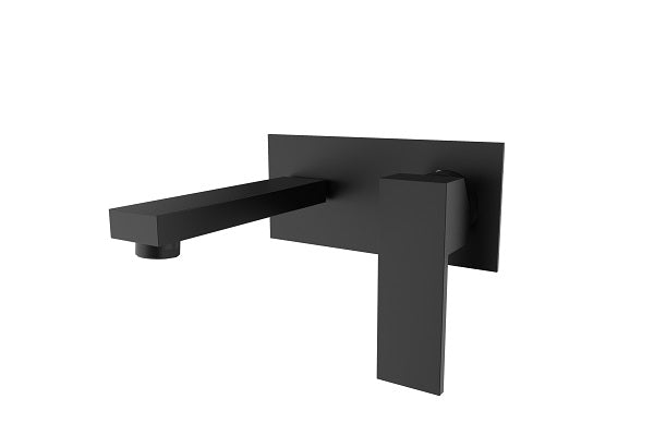 Robinet de salle de bains carré à montage mural Chrome/Noir