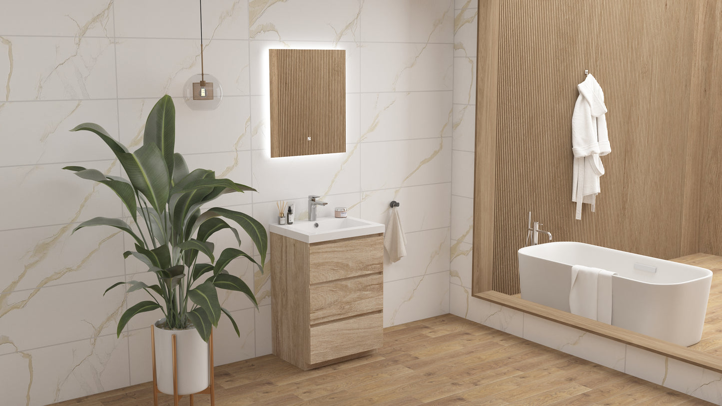 mitag 24" chene pale 3 tiroirs vanite autoportant 