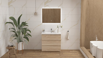 mitag 36" chene pale 3 tiroirs vanite autoportant