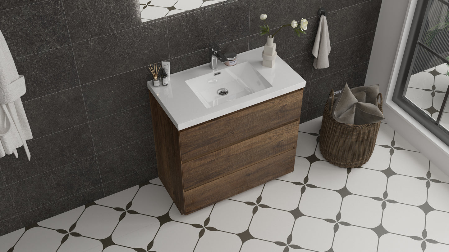 mitag 36" noyer 3 tiroirs vanite autoportant