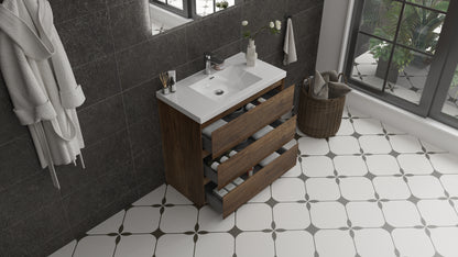 mitag 36" noyer 3 tiroirs vanite autoportant