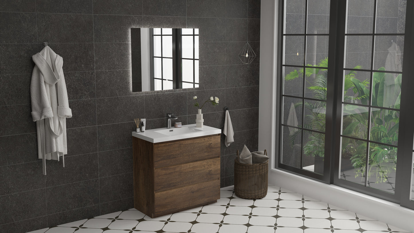 mitag 36" noyer 3 tiroirs vanite autoportant