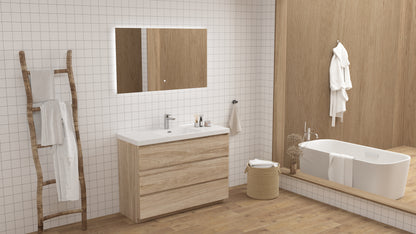 mitag 48" chene pale 3 tiroirs vanite autoportante 