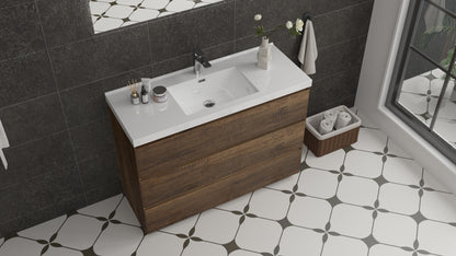 mitag 48" noyer 3 tiroirs vanite autoportante 