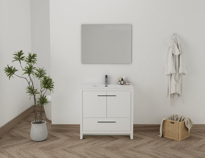 monako 36" blanc lustré 2 portes 1 tiroirs