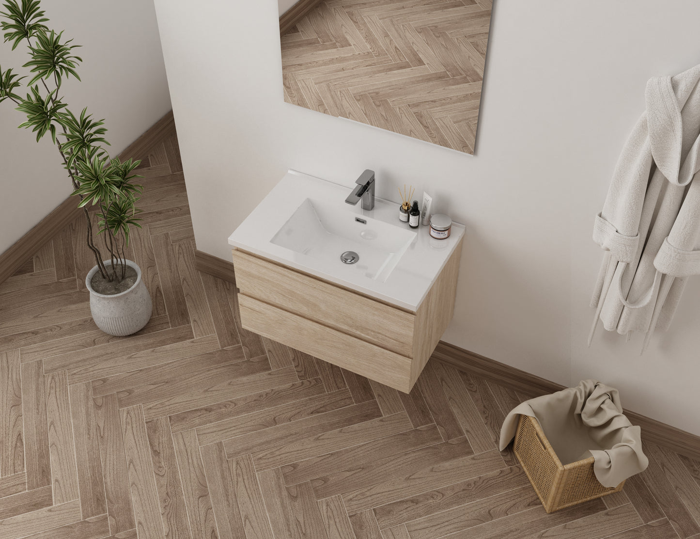 vanité arena 32" chene pale vue haut