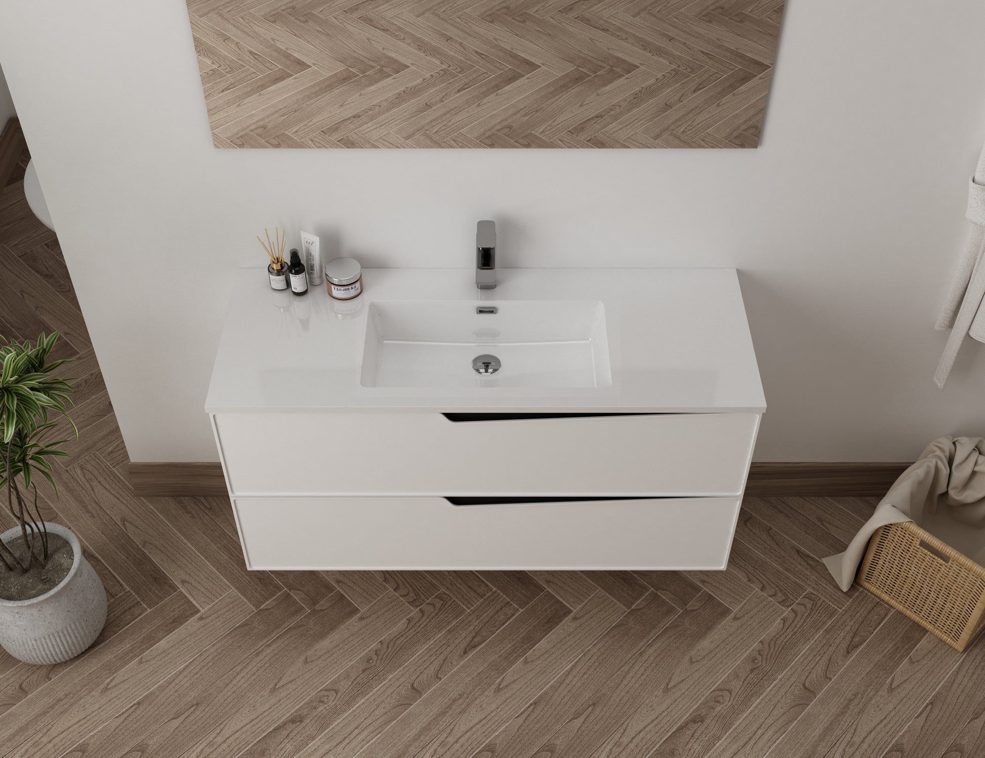 vanité bena 48 blanc mat vue haut