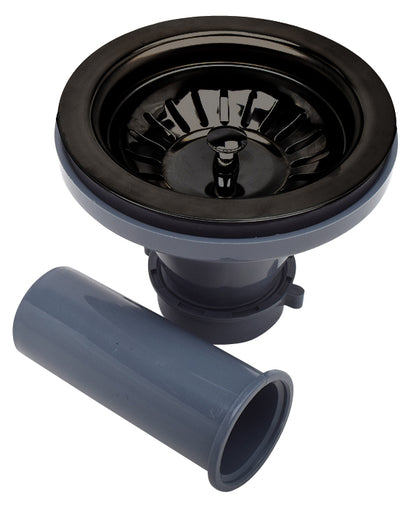 Évier en acier inoxydable noir Nano de 23 po, calibre 16, avec grille